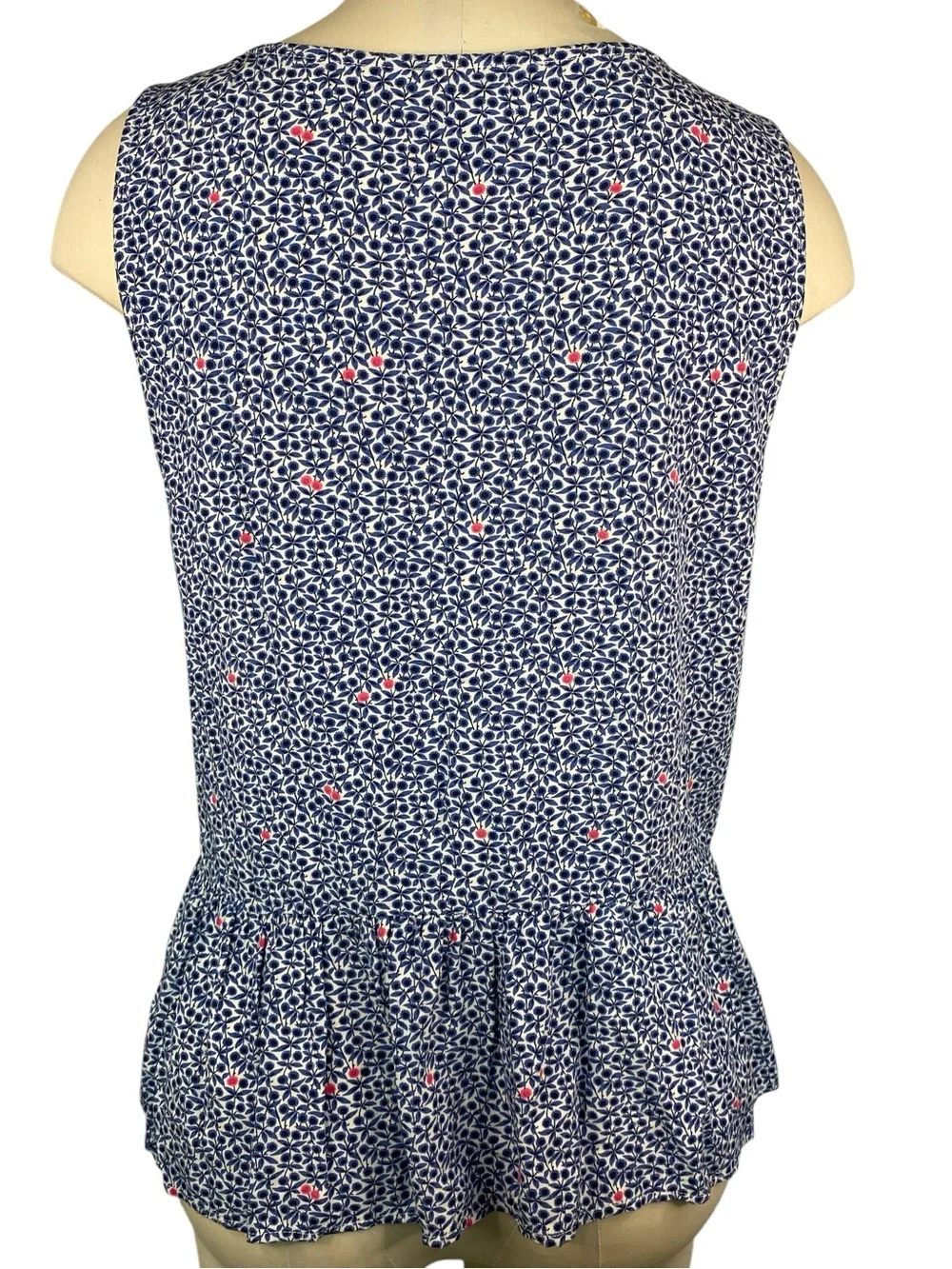J. Crew Mercantile Blue Floral V-Neck Sleeveless Top Women’s Medium